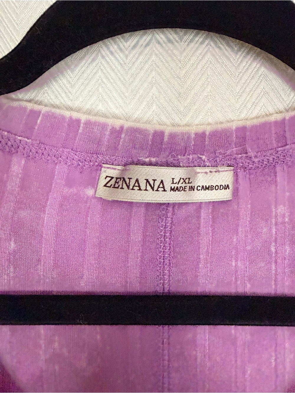 Zenana Acid Wash Lavender Ribbed Women's Top Size L/XL - Picture 2 of 7